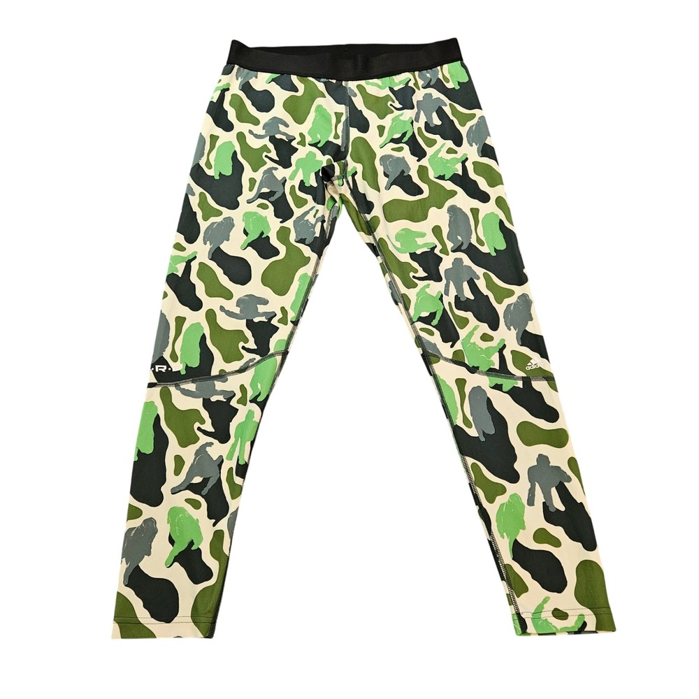 Adidas NERD Pharrell Williams Camo Techfit Climalite Leggings Green XL